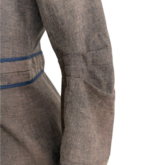 BCBGMAXAZRIA Brown Tailored Linen Blazer with Notched Lapel and Tie Belt Size M - Picture 6 of 9